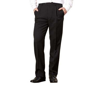 Thomas Nash Black single pleated formal trousers